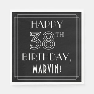 HAPPY 38TH BIRTHDAY; Art Deco Style; aangepaste na Servet