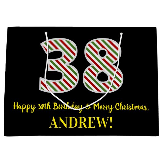 Happy 38th Birthday & Merry Kerstmis, aangepaste n Groot Cadeauzakje (Voorkant)