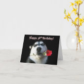 Happy 38th Birthday met Cute Husky Dog Kaart (Gele Bloem)