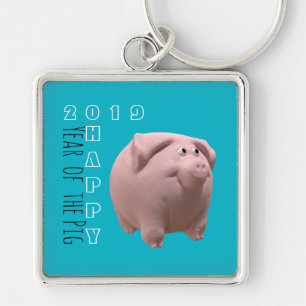 Happy 3D PIg Year Zodiac Kies Kleur Sleutelhanger 