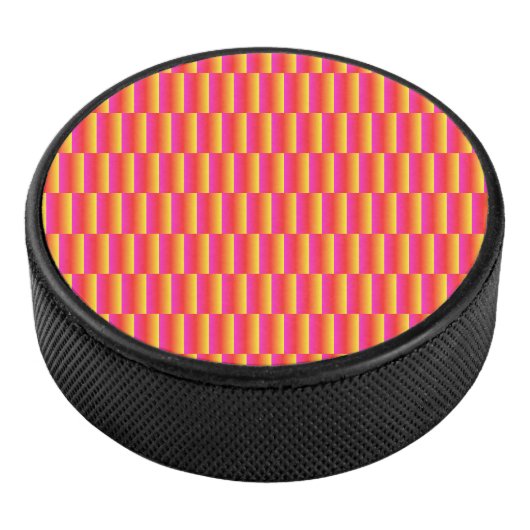 Happy 3D Rainbow Tiles Pattern Hockey Puck (3/4)