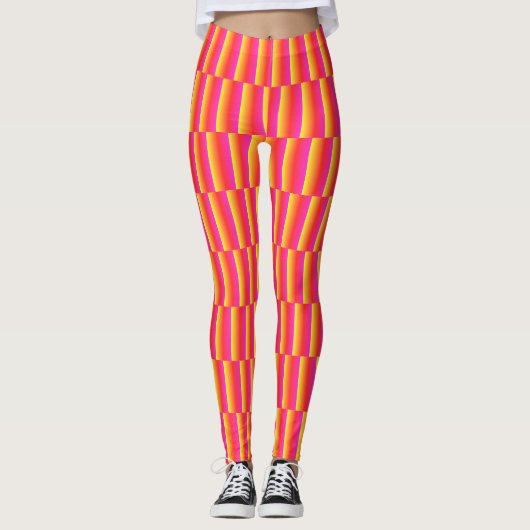 Happy 3D Rainbow Tiles Pattern Leggings (Voorkant)