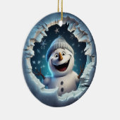Happy 3d Snowman Keramisch Ornament (Rechts)