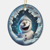 Happy 3d Snowman Keramisch Ornament (Links)