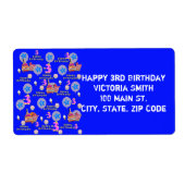 Happy 3rd Birthday Adresetiketten, blauw Etiket (Voorkant)