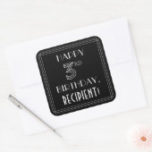 HAPPY 3RD BIRTHDAY; Art Deco Style; aangepaste naa Vierkante Sticker (Envelop)