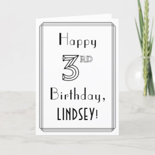 Happy 3rd Birthday, Art Deco Style met aangepaste  Kaart