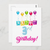 Happy 3rd Birthday Briefkaart (Voorkant / Achterkant)