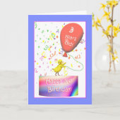 Happy 3rd Birthday Chicken Kaart (Gele Bloem)