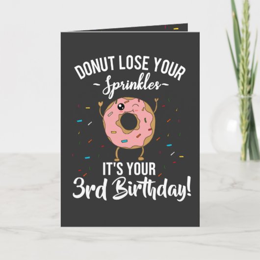Happy 3rd Birthday Donut Theme Funny Kaart (Voorkant)