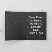 Happy 3rd Birthday Donut Theme Funny Kaart (Binnen)