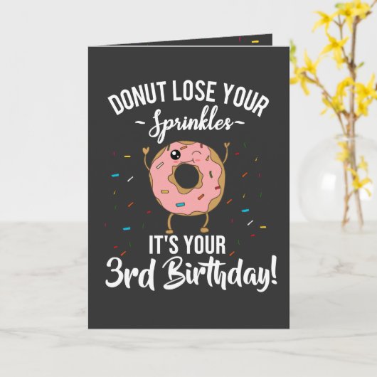Happy 3rd Birthday Donut Theme Funny Kaart (Gele Bloem)