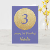 Happy 3rd Birthday en Gold Glitter Kaart (Gele Bloem)