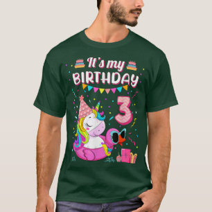 Happy 3rd Birthday Girl Unicorn Duck Float Summer T-shirt