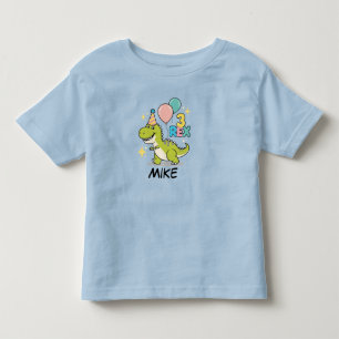 Happy 3rd Birthday Green Dino met ballonnen Kinder Shirts