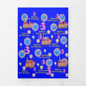 Happy 3rd Birthday Kaart, #3 Birthday Blue Drieluik Kaart (Cover)