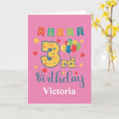 Happy 3rd Birthday-kaart Kaart (Gele Bloem)