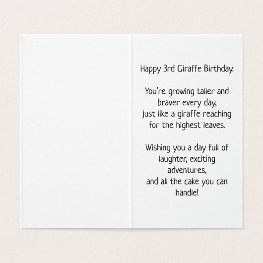 Happy 3rd Birthday - Kaart voor kinderen (Binnenkant ongevouwen)