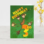 Happy 3rd Birthday Monkey Banana Kaart (Gele Bloem)