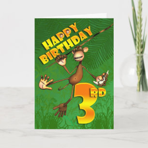 Happy 3rd Birthday Monkey Banana Kaart