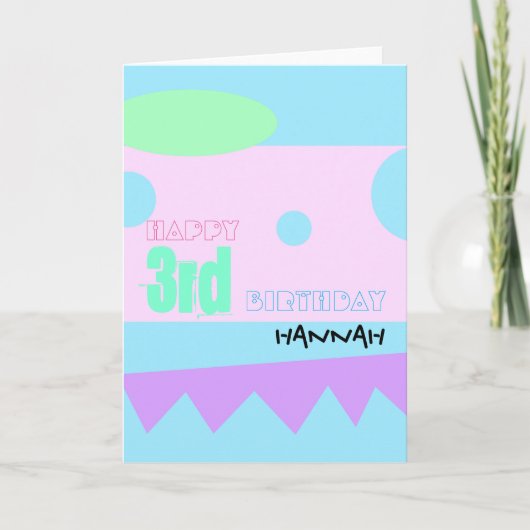 Happy 3rd Birthday Personalizable Greeting Card Kaart (Voorkant)