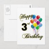 Happy 3rd Birthday Post Kaarten en verjaardagskaar (Voorkant / Achterkant)