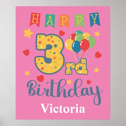 Happy 3rd Birthday Poster (Voorkant)