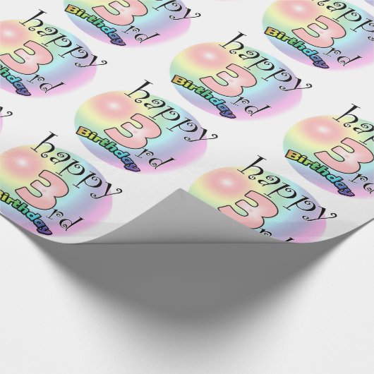 Happy 3rd Birthday (roze) Cadeaupapier (Hoek)