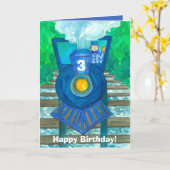 Happy 3rd Birthday Stoomtrein Custom Kaart (Gele Bloem)