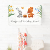Happy 3rd Birthday Teddy Bear Bunny Cake Candles Spandoek (Insitu)
