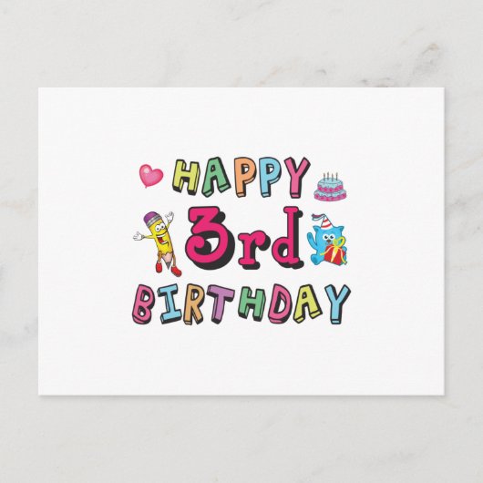 Happy 3rd Birthday - wensen van 3 jaar Briefkaart (Voorkant)