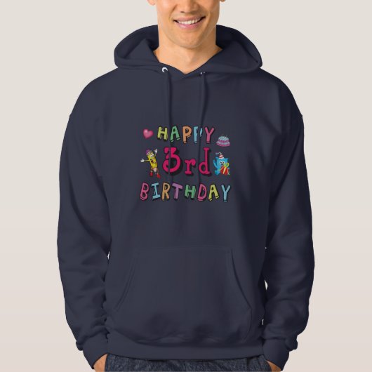 Happy 3rd Birthday - wensen van 3 jaar Hoodie (Voorkant)