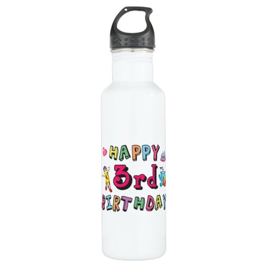 Happy 3rd Birthday - wensen van 3 jaar Waterfles (Voorkant)
