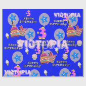 Happy 3rd Birthday Wrapping Paper Balloons #3 Cadeaupapier (Vlak)