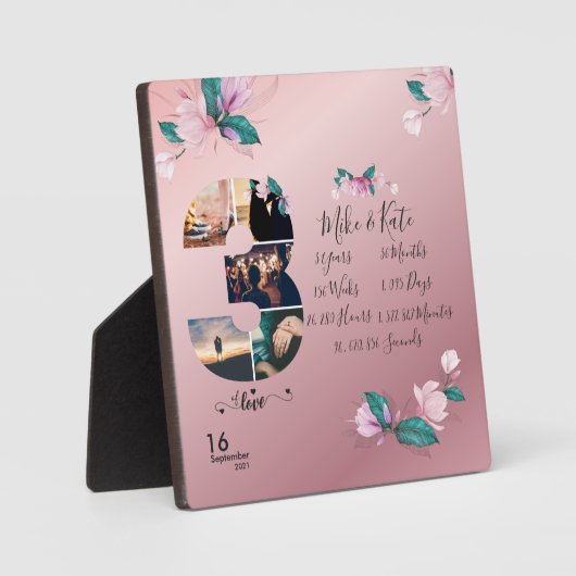 Happy 3rd Jubileum, aangepaste fotocollage Fotoplaat (Voorkant)