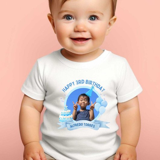 Happy 3rd Verjaardags Print Modern Wit Baby Tshirt