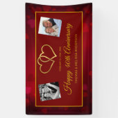 HAPPY 40E JUBILEUM RUBY GOLD HEARTS & FOTO'S SPANDOEK (Verticaal)