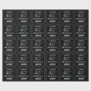 HAPPY 40TH BIRTHDAY; Art Deco Style met aangepaste Cadeaupapier