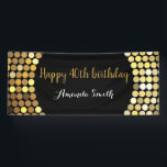 Happy 40th Birthday Banner Black en Gold Glitter<br><div class="desc">Fijne 40ste verjaardag banner voor vrouwen of man. Banner van het Zwarte en Gold Glitter Birthday Party. Glitter Confetti. Zwarte en witte strepen. Afdrukbaar digitaal. Voor verdere aanpassing,  te klikken gelieve de knoop "van de Aanpassing het"en ons ontwerphulpmiddel te gebruiken om deze sjabloon te wijzigen.</div>