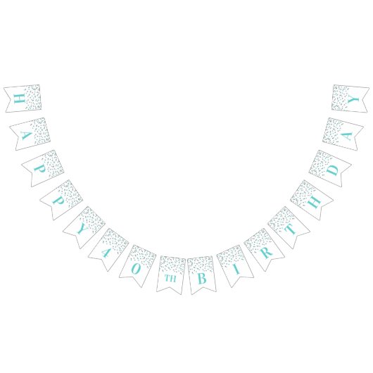 Happy 40th Birthday Banner Blue Silver Confetti (Alle)