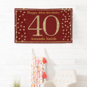 Happy 40th Birthday Banner Burgundy Red Gold (Insitu)