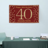 Happy 40th Birthday Banner Burgundy Red Gold (Beurs)