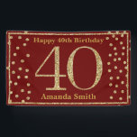 Happy 40th Birthday Banner Burgundy Red Gold<br><div class="desc">Fijne 40ste verjaardag Banner Burgundy Red en Gold Glitter Confetti. Afdrukbaar digitaal. Voor verdere aanpassing,  te klikken gelieve de knoop "van de Aanpassing het"en ons ontwerphulpmiddel te gebruiken om deze sjabloon te wijzigen.</div>