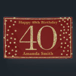 Happy 40th Birthday Banner Burgundy Red Gold<br><div class="desc">Fijne 40ste verjaardag Banner Burgundy Red en Gold Glitter Confetti. Afdrukbaar digitaal. Voor verdere aanpassing,  te klikken gelieve de knoop "van de Aanpassing het"en ons ontwerphulpmiddel te gebruiken om deze sjabloon te wijzigen.</div>