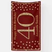 Happy 40th Birthday Banner Burgundy Red Gold (Verticaal)