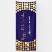 Happy 40th Birthday Banner Navy Blue Gold Glitter (Verticaal)