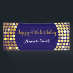 Happy 40th Birthday Banner Navy Blue Gold Glitter<br><div class="desc">Fijne 40ste verjaardag banner voor vrouwen of man. Navy Blue en Gold Glitter Birthday Party Banner. Glitter Confetti. Zwarte en witte strepen. Afdrukbaar digitaal. Voor verdere aanpassing,  te klikken gelieve de knoop "van de Aanpassing het"en ons ontwerphulpmiddel te gebruiken om deze sjabloon te wijzigen.</div>