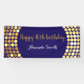 Happy 40th Birthday Banner Navy Blue Gold Glitter (Horizontaal)