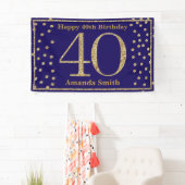 Happy 40th Birthday Banner Navy Blue Gold Glitter (Insitu)