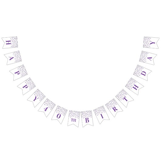 Happy 40th Birthday Banner Paars Silver Confetti (Alle)